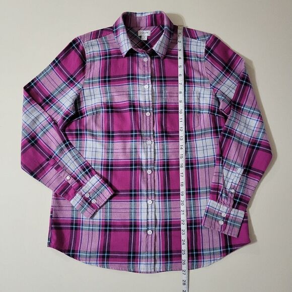 J. Crew Women's Pink Plaid Flannel Button-Down Cotton Shirt - Picture 7 of 16